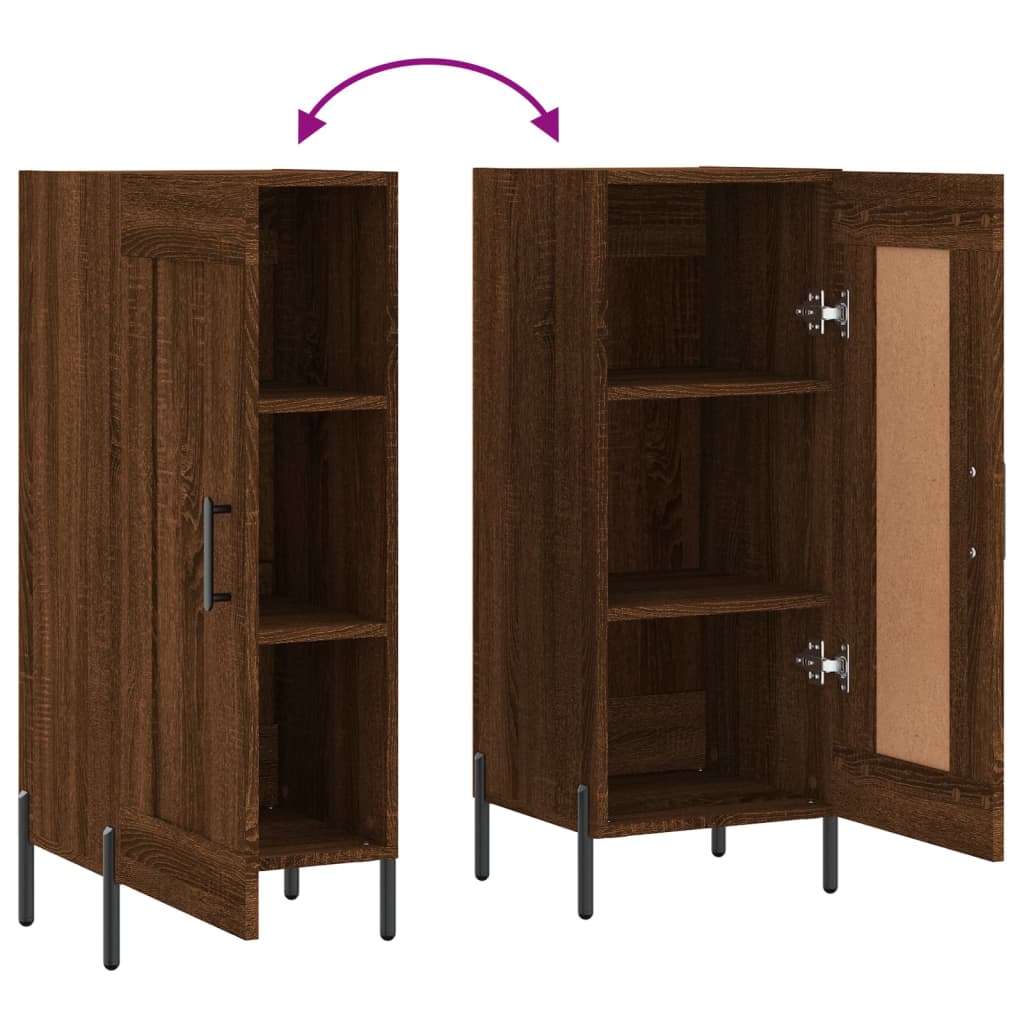 Skjenk brun eik 34,5x34x90 cm konstruert tre
