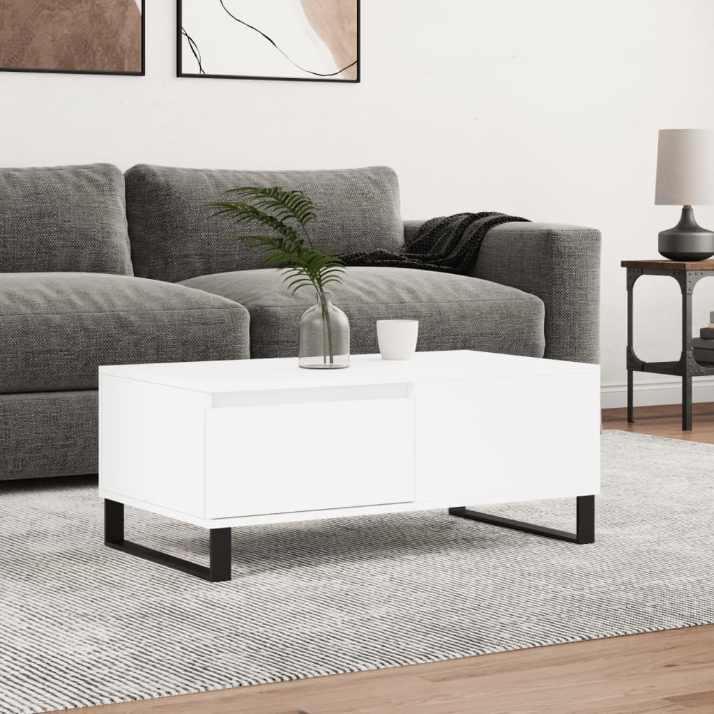 Salongbord hvit 90x50x36,5 cm konstruert tre
