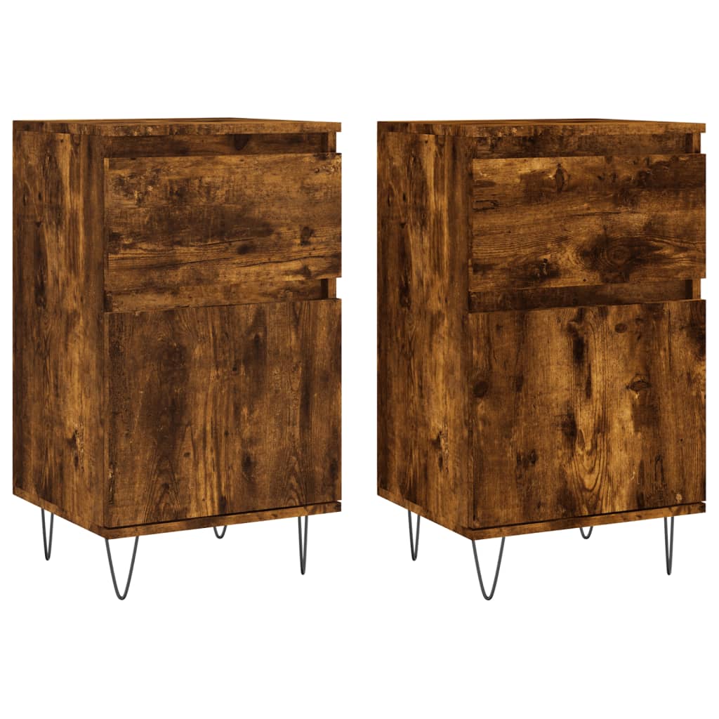 Skjenker 2 stk røkt eik 40x35x70 cm konstruert tre