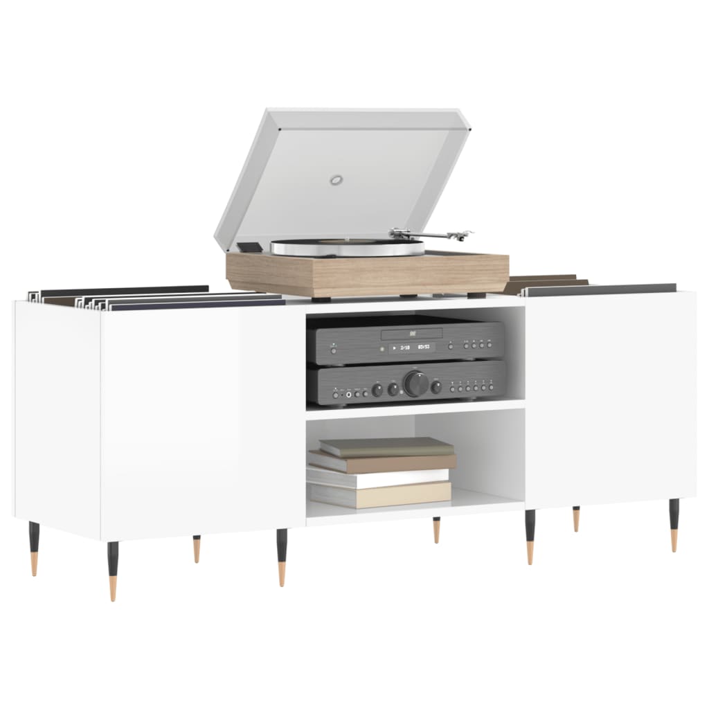 Hifi-benk høyglans hvit 121x38x48 cm konstruert tre