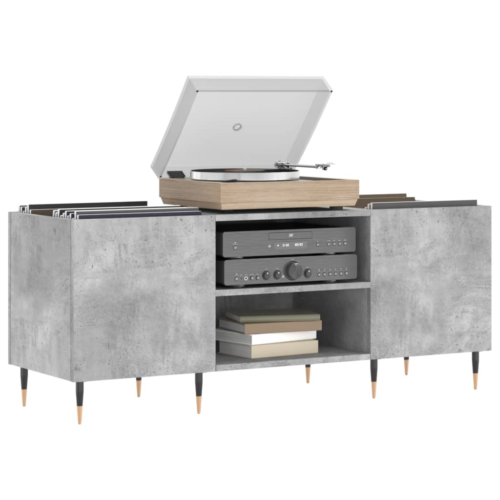 Hifi-benk betonggrå 121x38x48 cm konstruert tre
