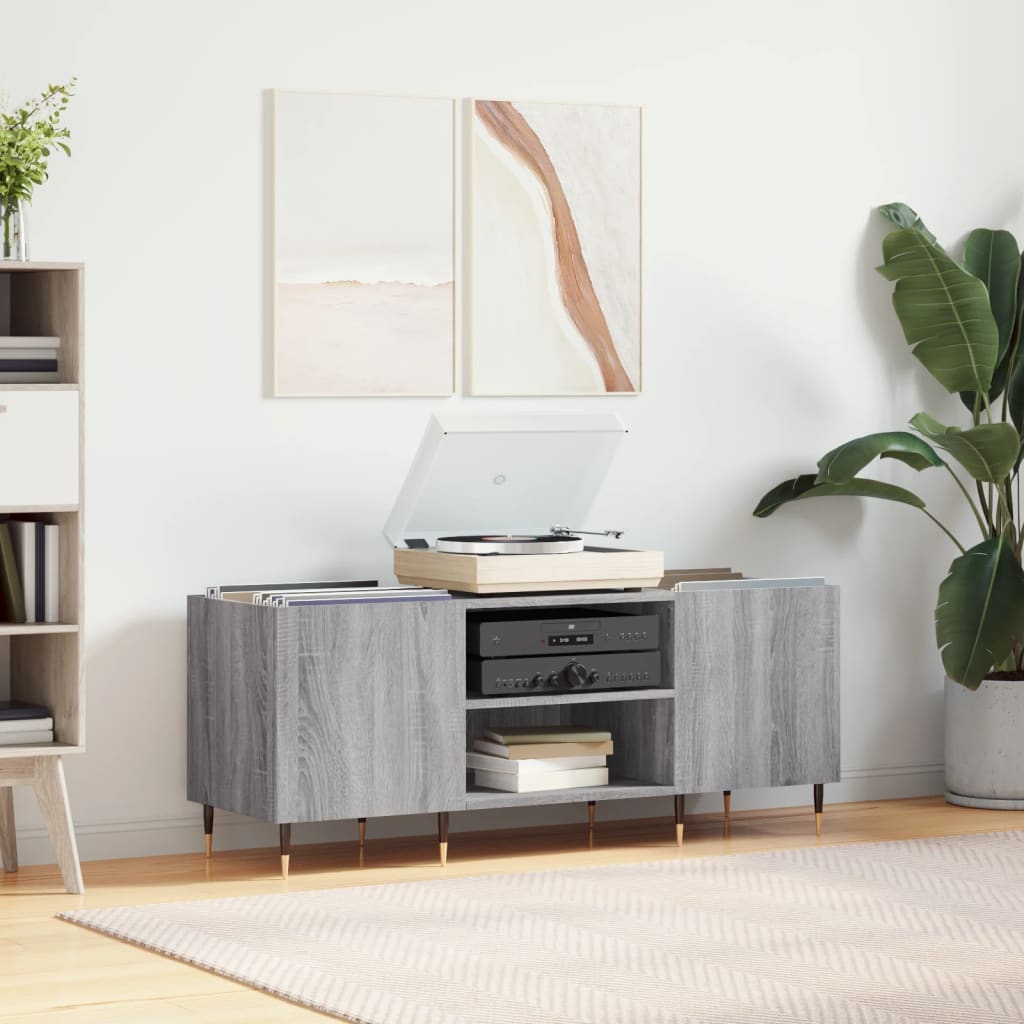Hifi-benk grå sonoma 121x38x48 cm konstruert tre