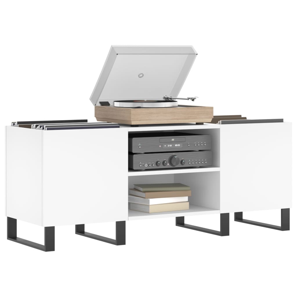 Hifi-benk hvit 121x38x48 cm konstruert tre