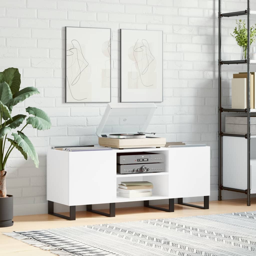 Hifi-benk hvit 121x38x48 cm konstruert tre