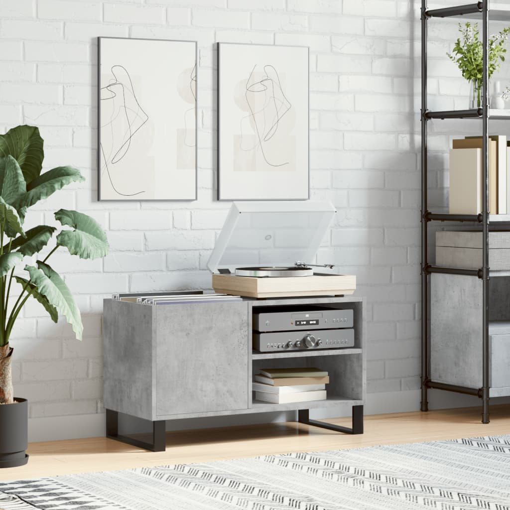 Hifi-benk betonggrå 84,5x38x48 cm konstruert tre