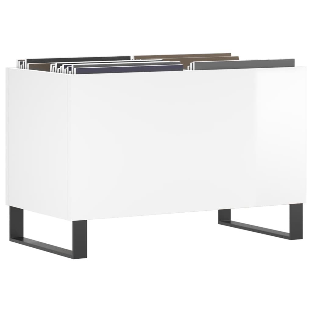 Hifi-benk høyglans hvit 74,5x38x48 cm konstruert tre