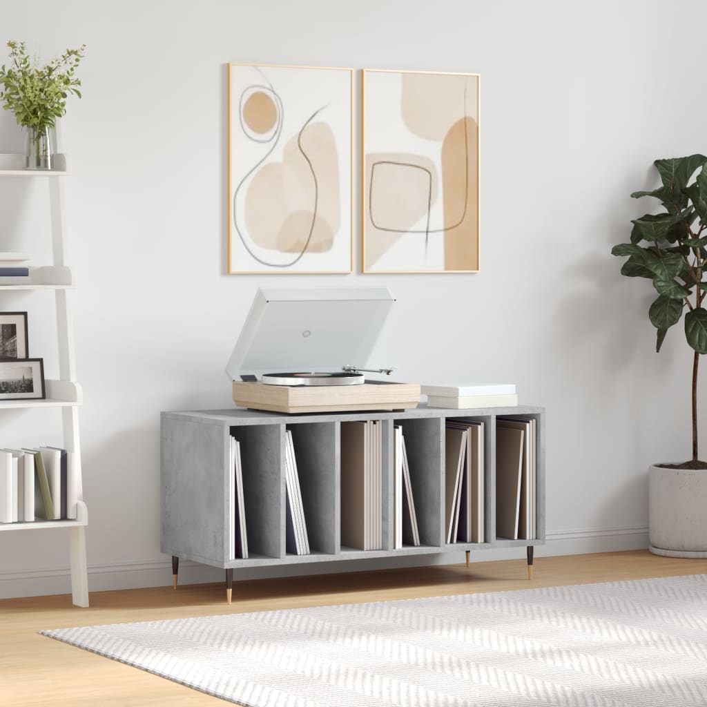Hifi-benk betonggrå 100x38x48 cm konstruert tre