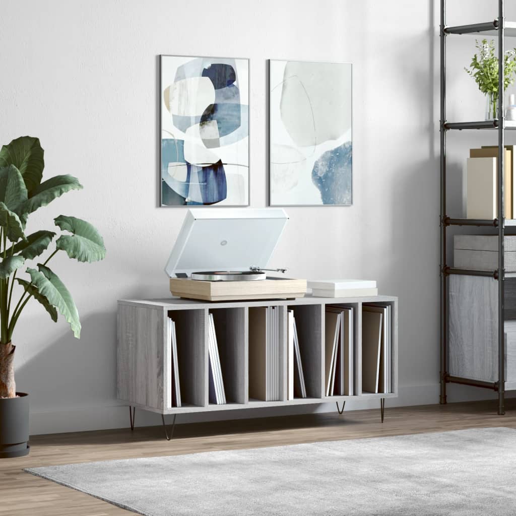 Hifi-benk grå sonoma 100x38x48 cm konstruert tre
