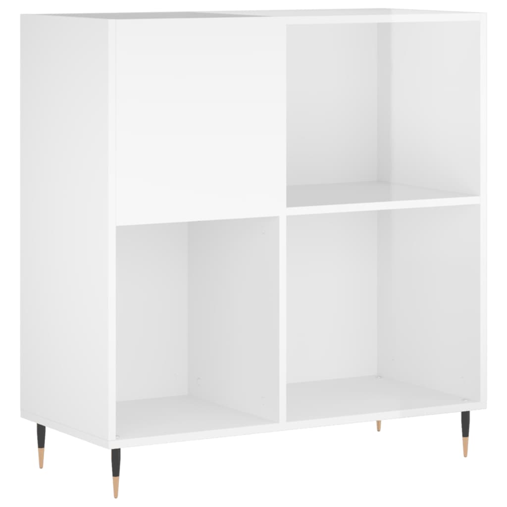 Hifi-benk høyglans hvit 84,5x38x89 cm konstruert tre