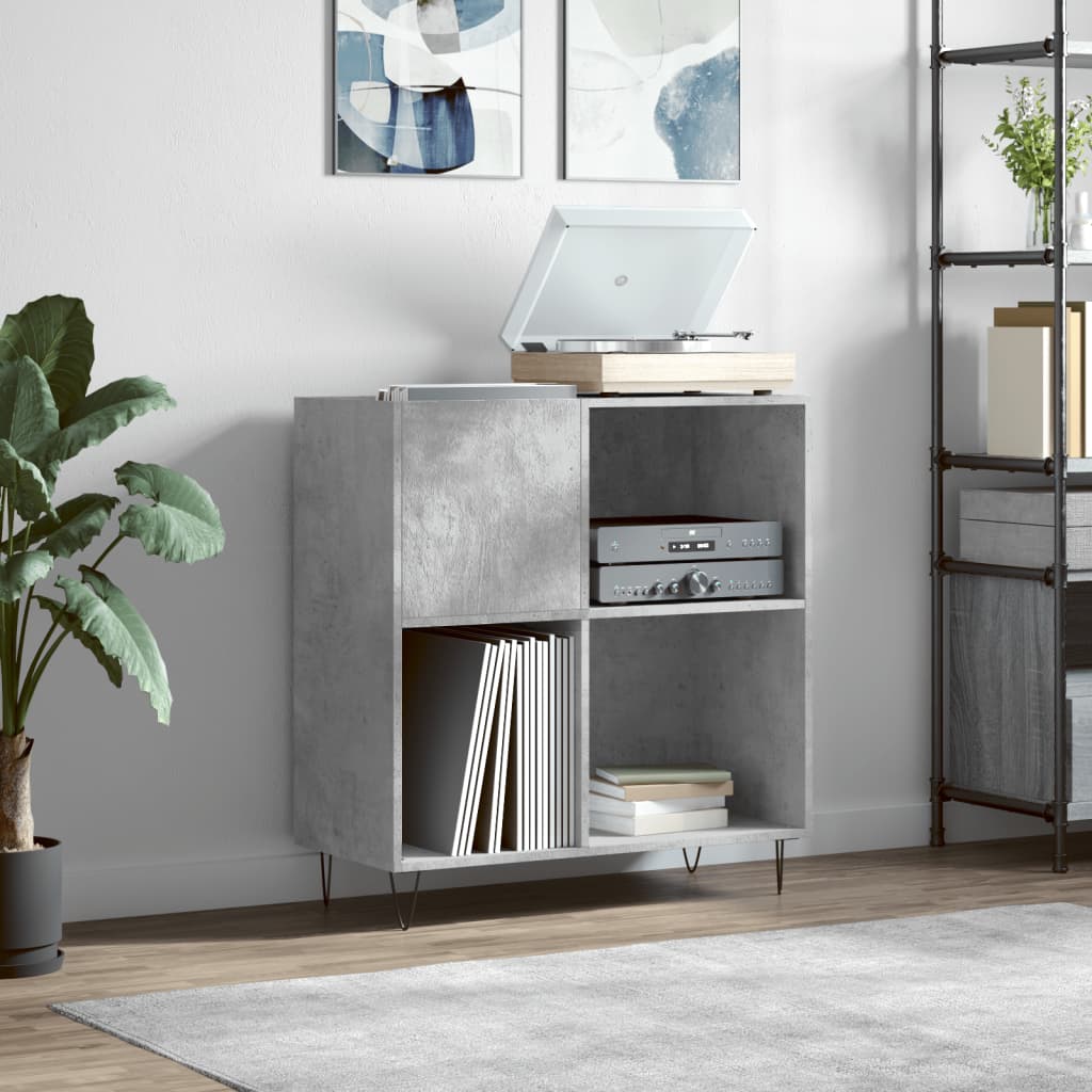 Hifi-benk betonggrå 84,5x38x89 cm konstruert tre