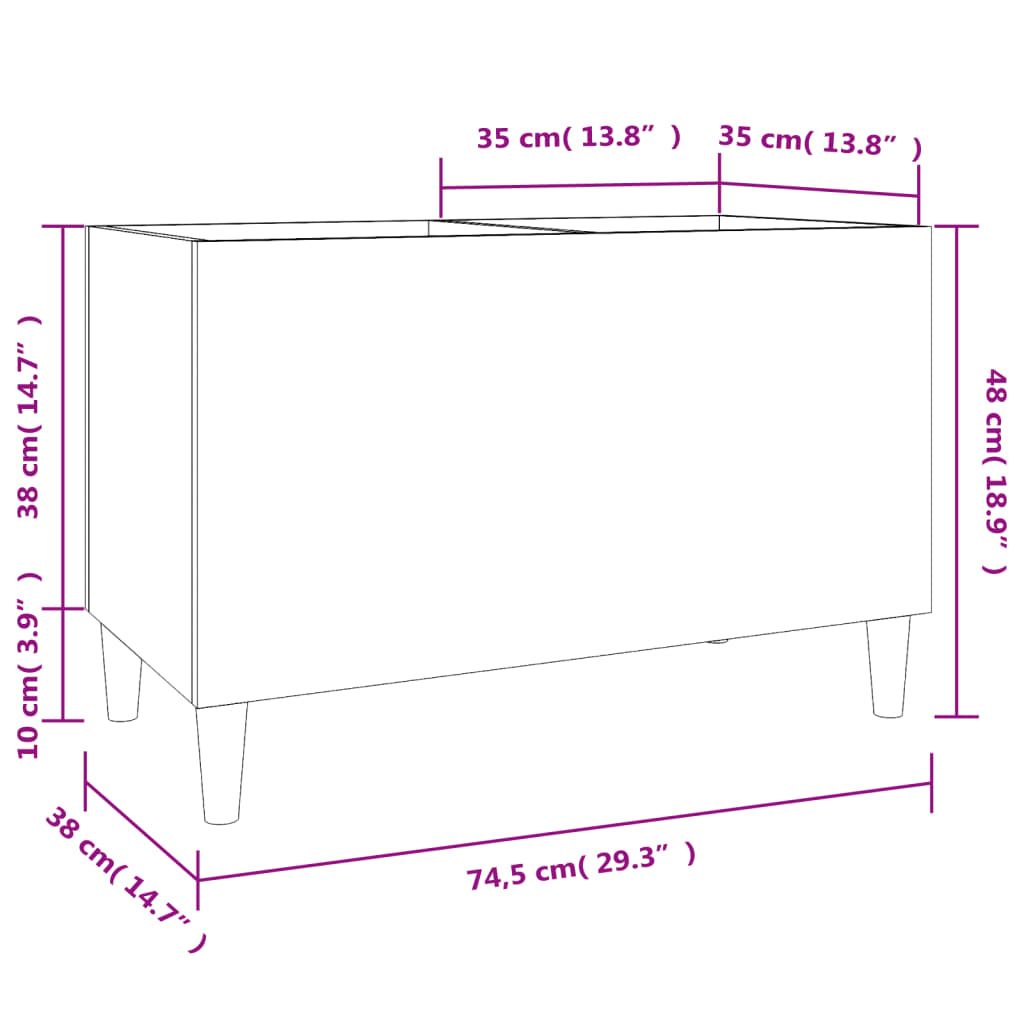 Hifi-benk hvit 74,5x38x48 cm konstruert tre