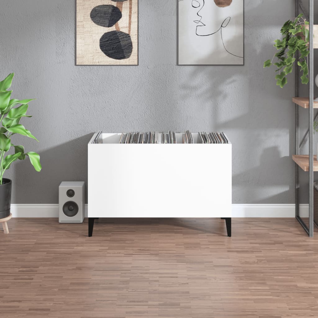 Hifi-benk høyglans hvit 74,5x38x48 cm konstruert tre