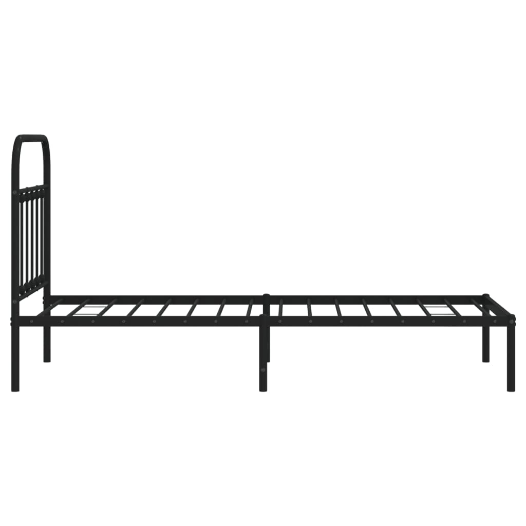 Sengeramme i metall med hodegavl svart 90x200 cm