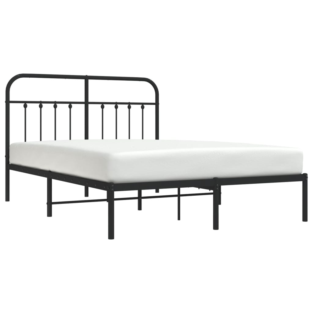 Sengeramme i metall med sengegavl svart 140x200 cm