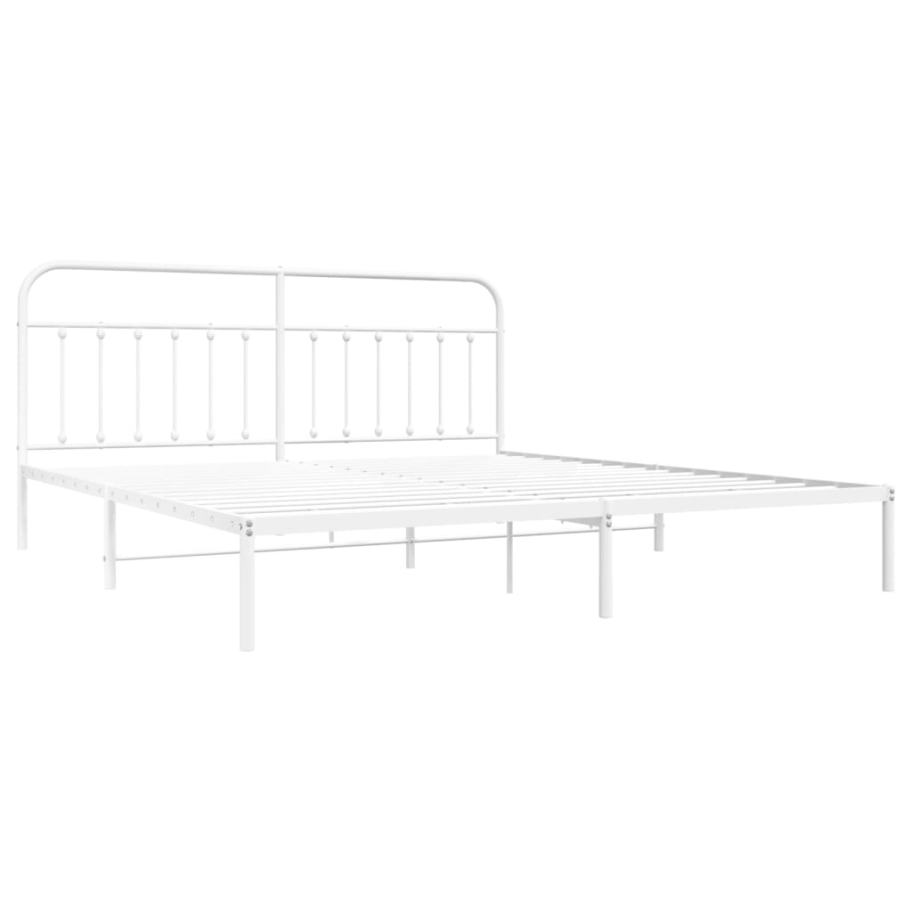 Sengeramme i metall med sengegavl hvit 200x200 cm