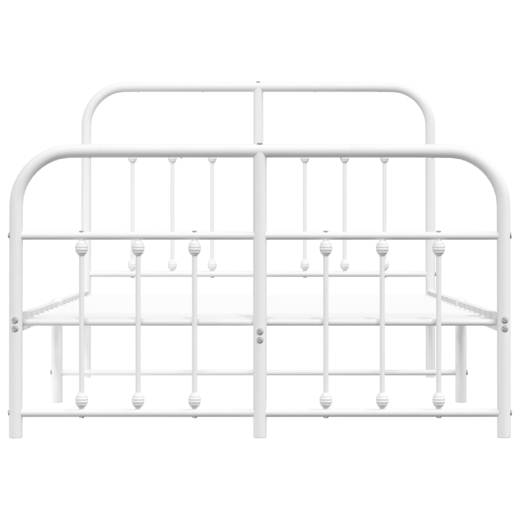 Sengeramme i metall med hode- og fotgavl hvit 120x200 cm