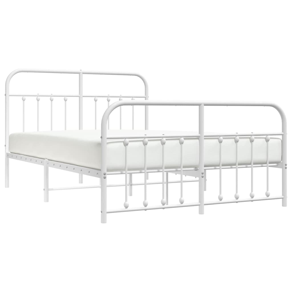 Sengeramme i metall med hode- og fotgavl hvit 150x200 cm