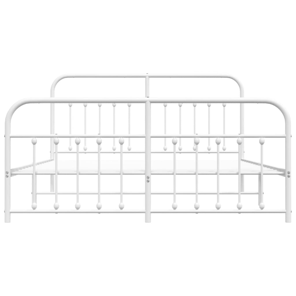 Sengeramme i metall med hode- og fotgavl hvit 183x213 cm