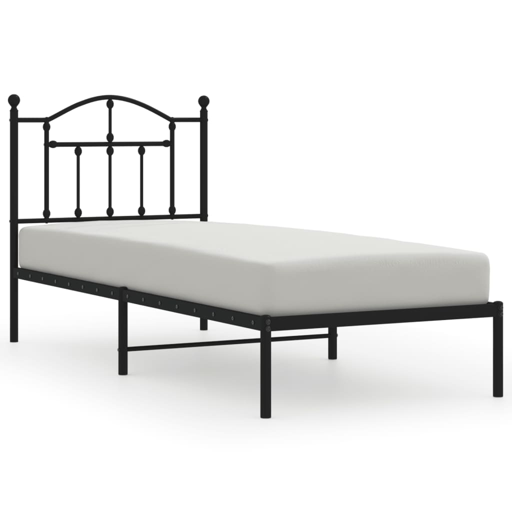 Sengeramme i metall med hodegavl svart 90x190 cm