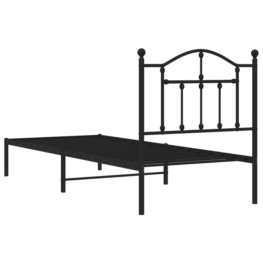Sengeramme i metall med hodegavl svart 90x200 cm