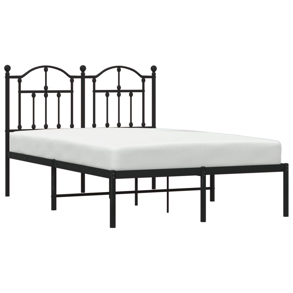 Sengeramme i metall med sengegavl svart 120x200 cm