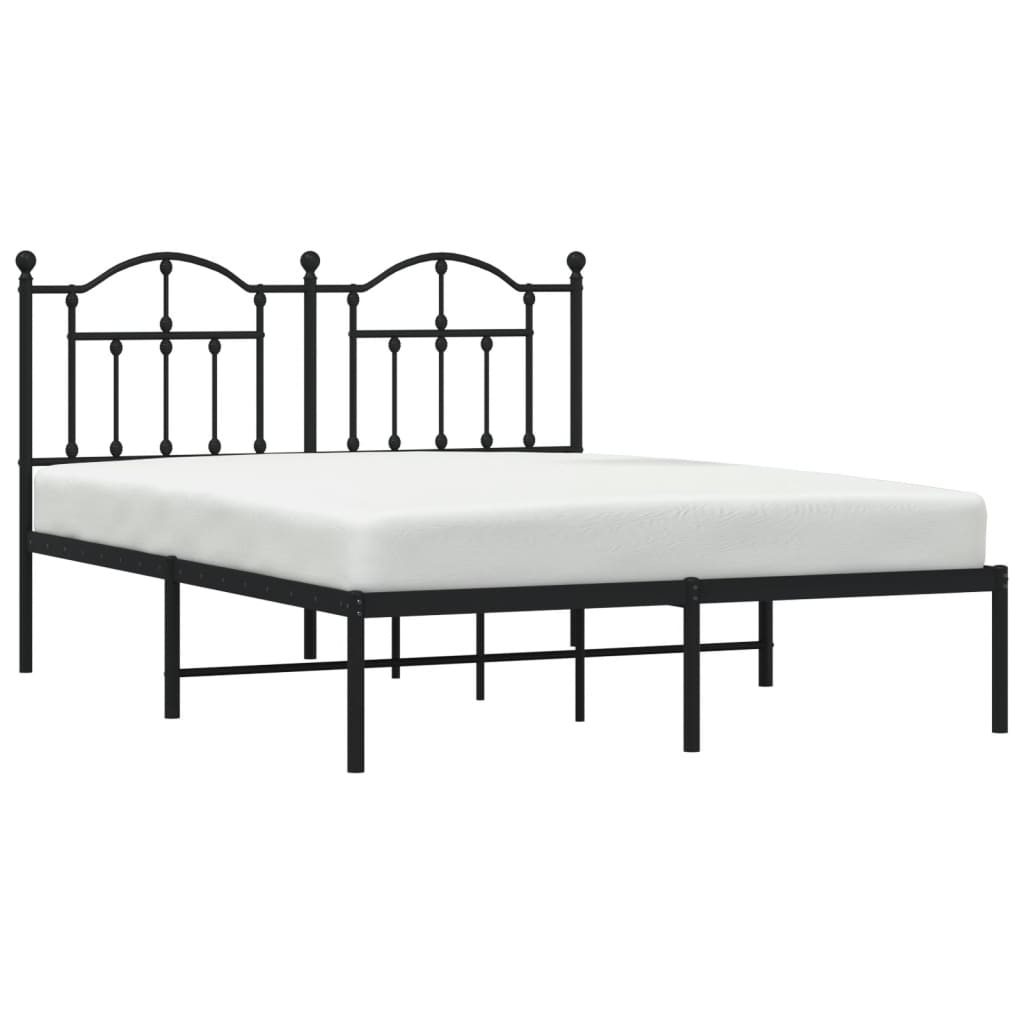 Sengeramme i metall med sengegavl svart 140x200 cm