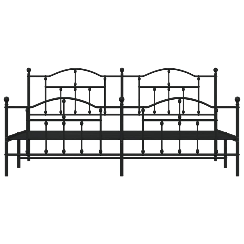 Sengeramme i metall med hode- og fotgavl svart 193x203 cm