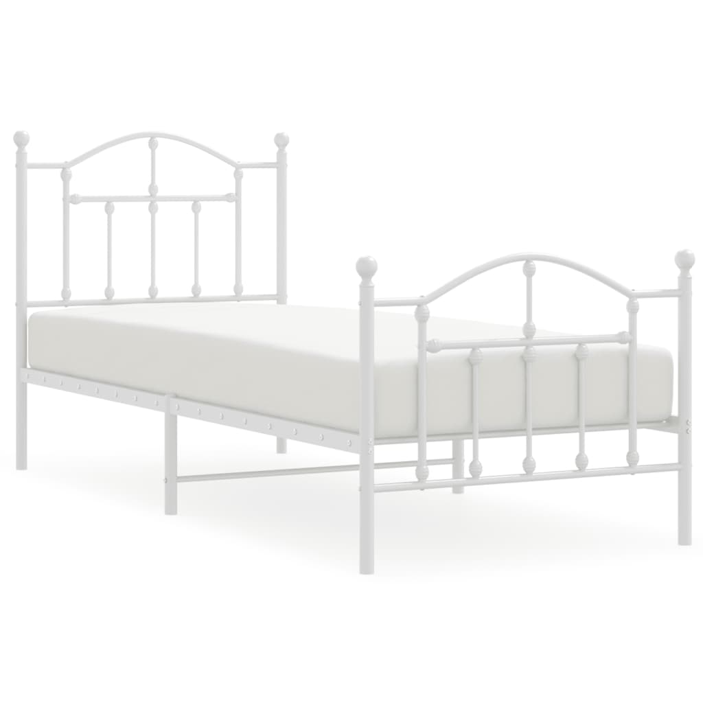 Sengeramme i metall med hode- og fotgavl hvit 90x200 cm