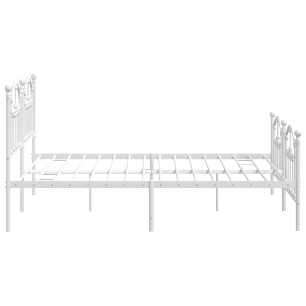 Sengeramme i metall med hode- og fotgavl hvit 183x213 cm