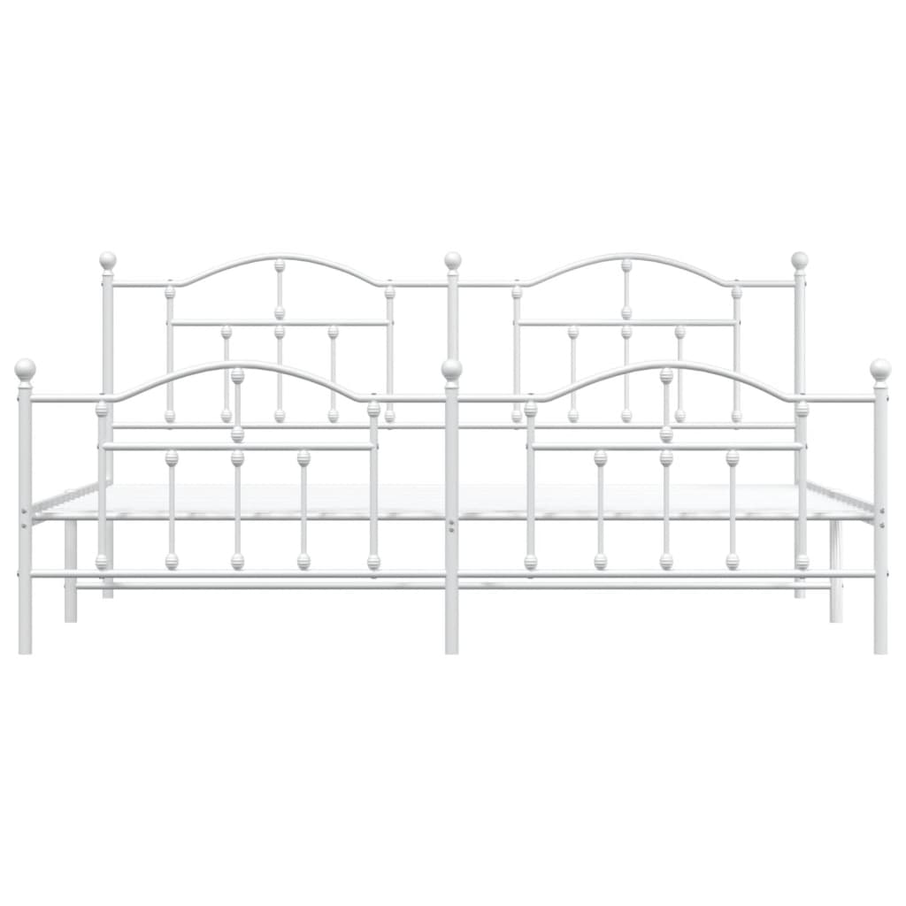 Sengeramme i metall med hode- og fotgavl hvit 193x203 cm