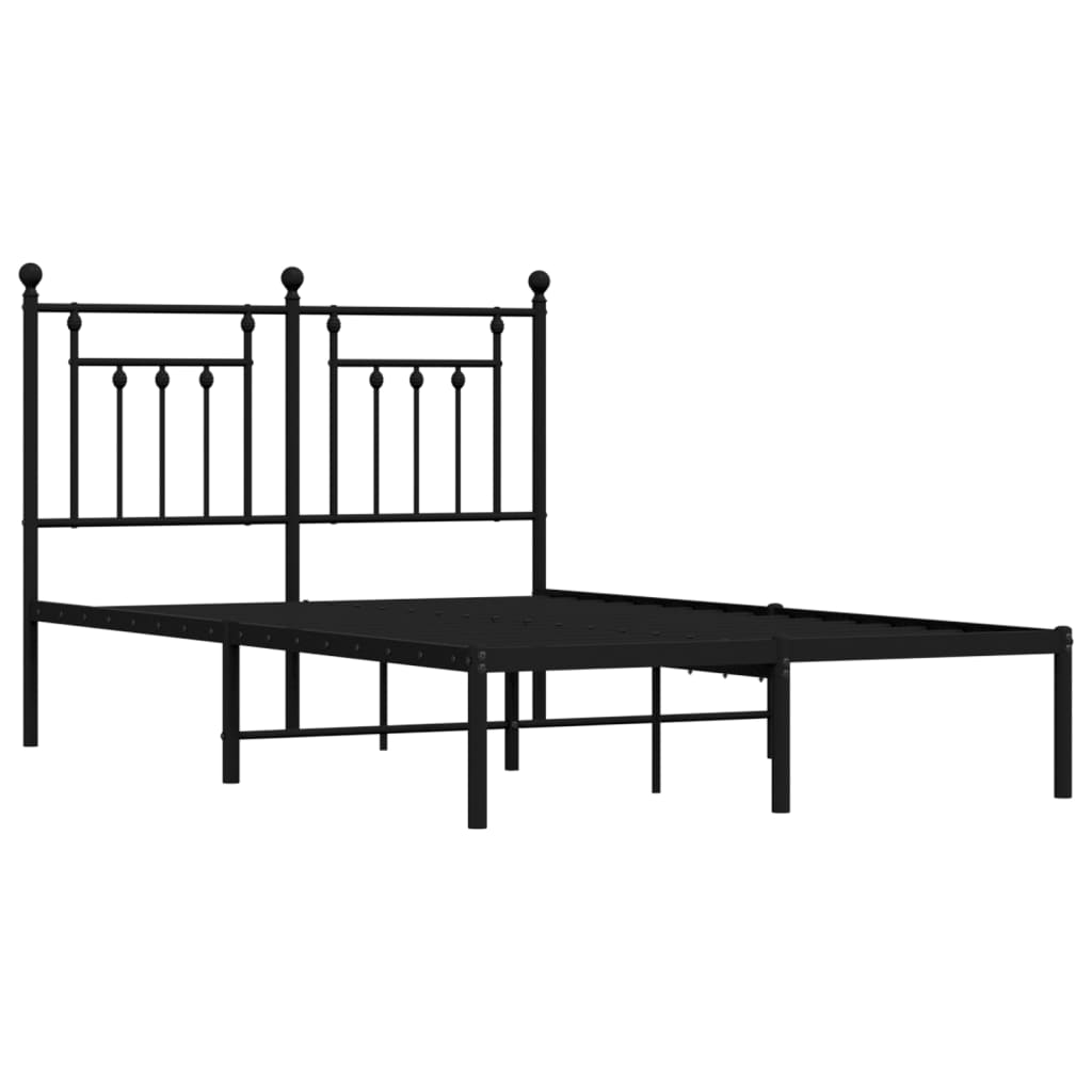 Sengeramme i metall med hodegavl svart 135x190 cm