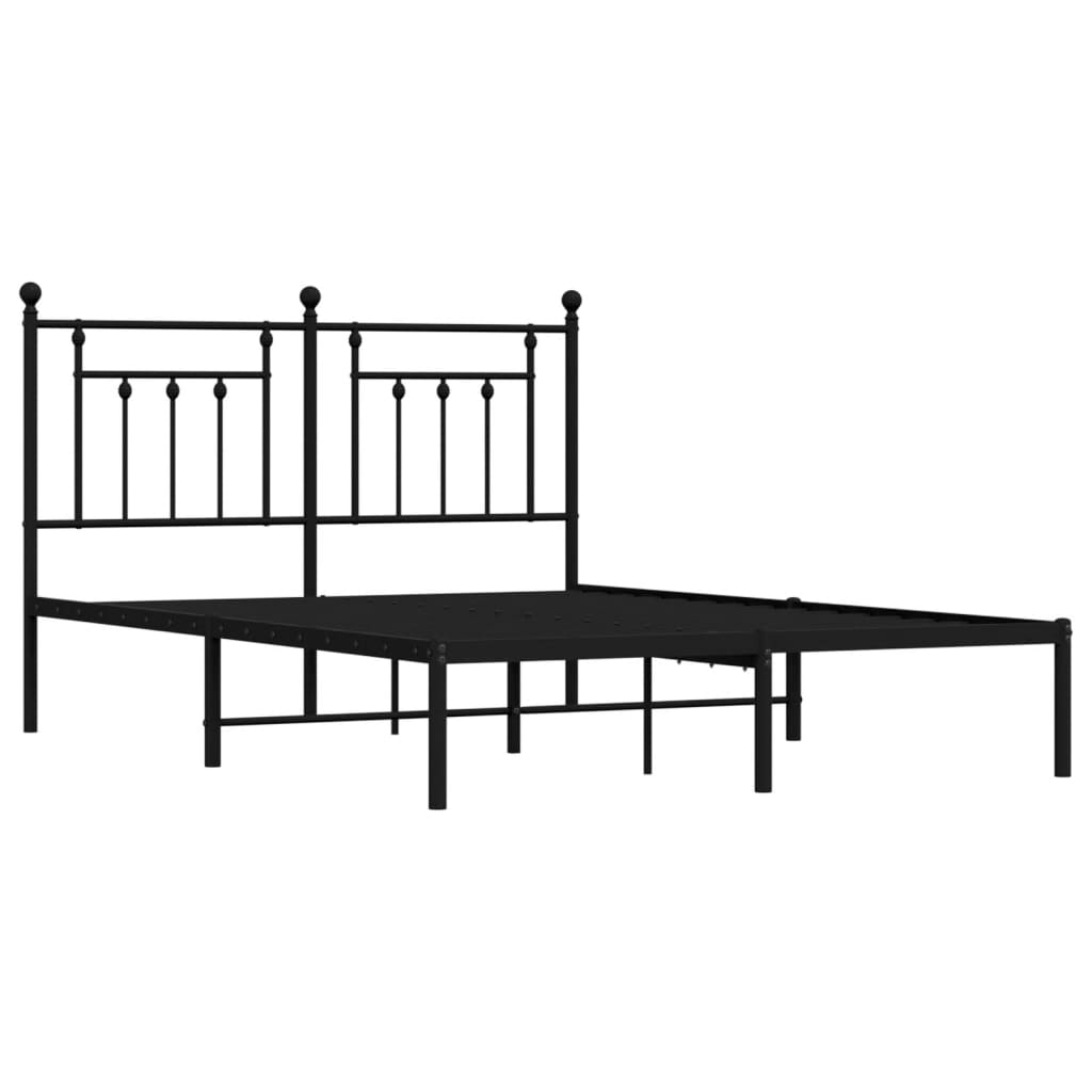 Sengeramme i metall med sengegavl svart 140x200 cm