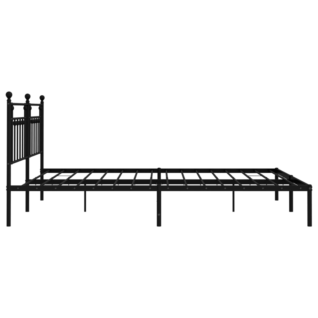 Sengeramme i metall med sengegavl svart 193x203 cm