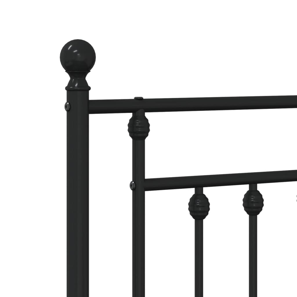 Sengeramme i metall med sengegavl svart 200x200 cm