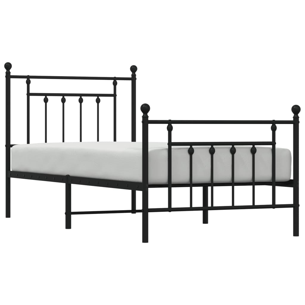 Sengeramme i metall med hode- og fotgavl svart 80x200 cm
