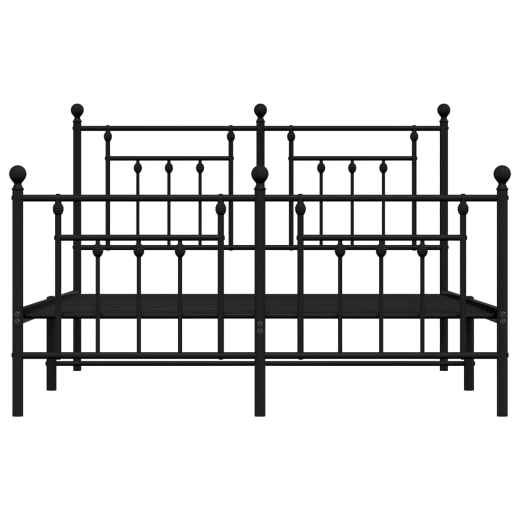 Sengeramme i metall med hode- og fotgavl svart 140x190 cm