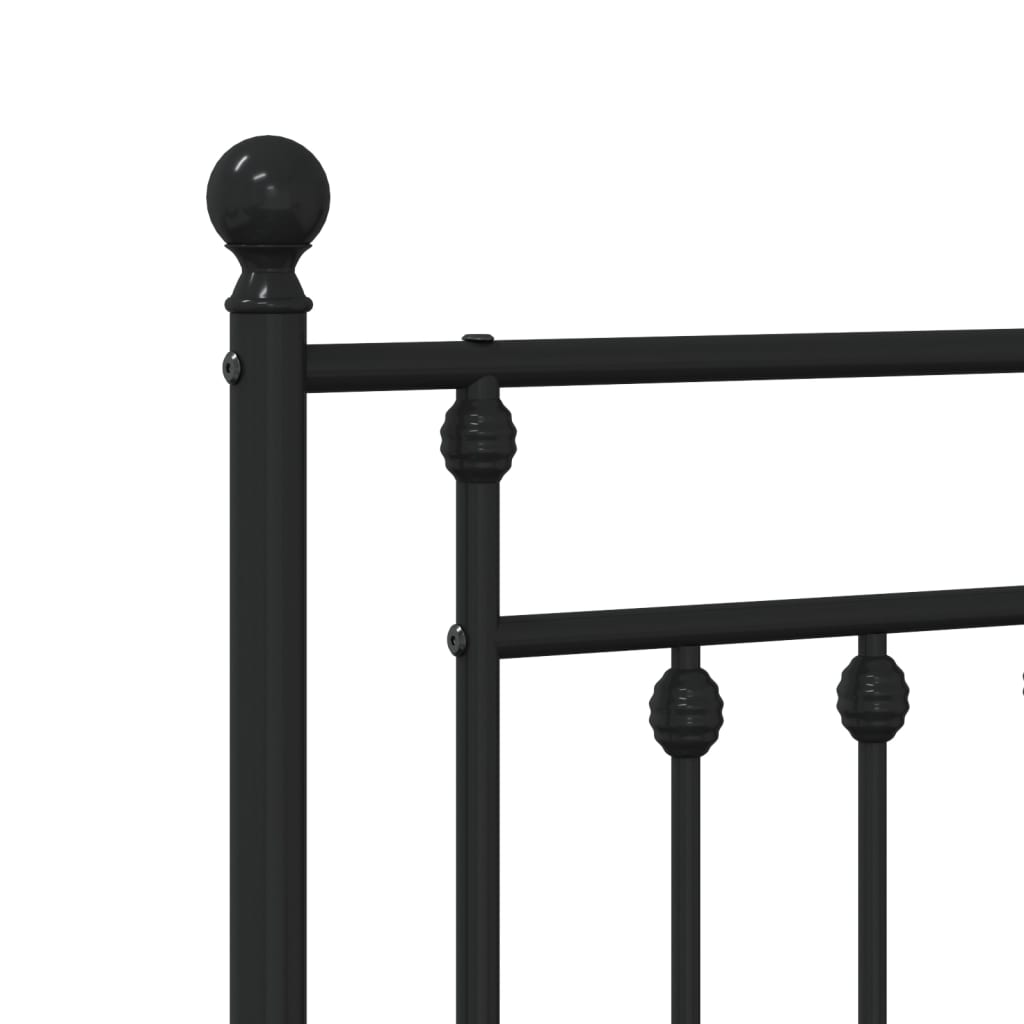 Sengeramme i metall med hode- og fotgavl svart 183x213 cm