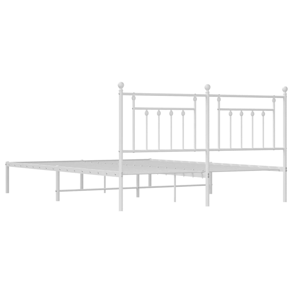Sengeramme i metall med sengegavl hvit 180x200 cm