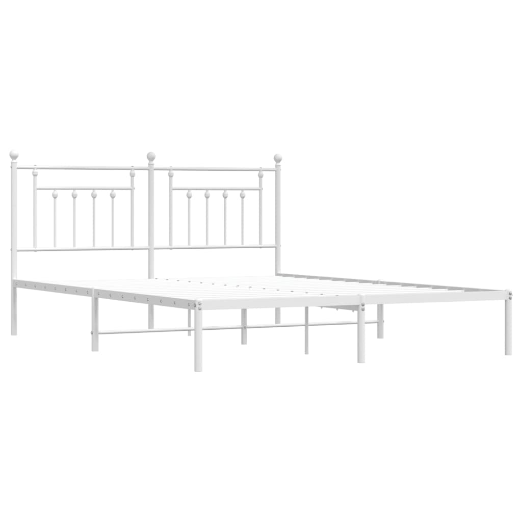 Sengeramme i metall med hodegavl hvit 183x213 cm