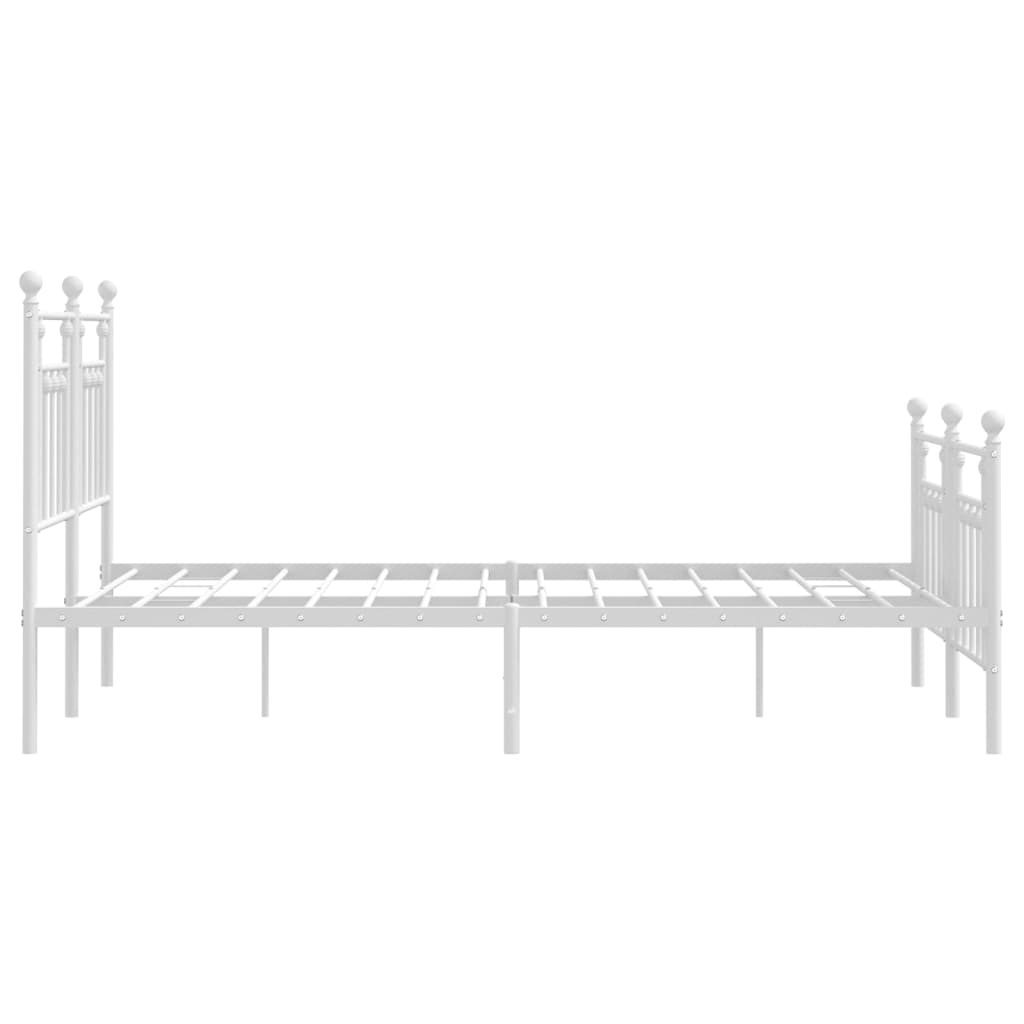Sengeramme i metall med hode- og fotgavl hvit 140x200 cm