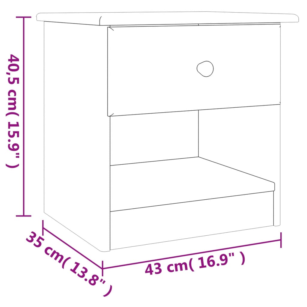 Nattbord ALTA 41x35x41 cm heltre furu