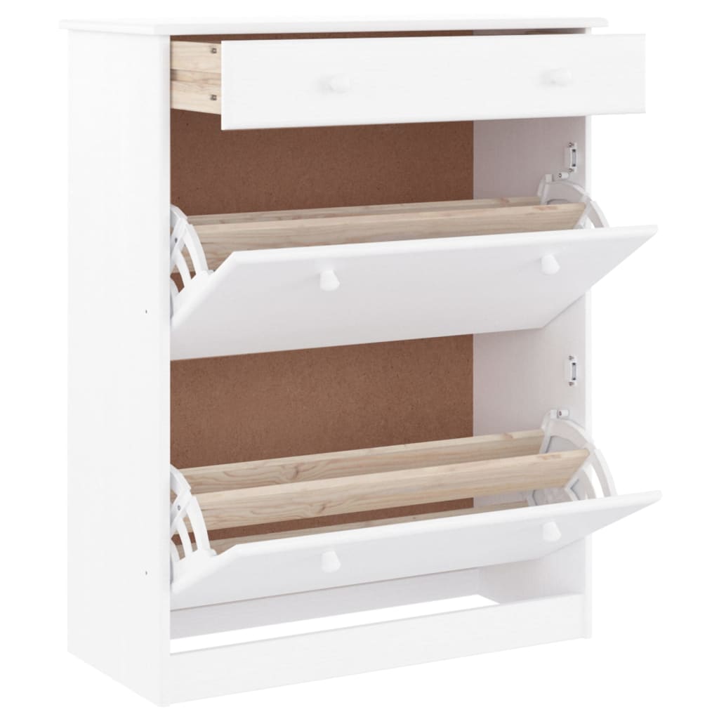 Skoskap ALTA hvit 77x35x96 cm heltre furu
