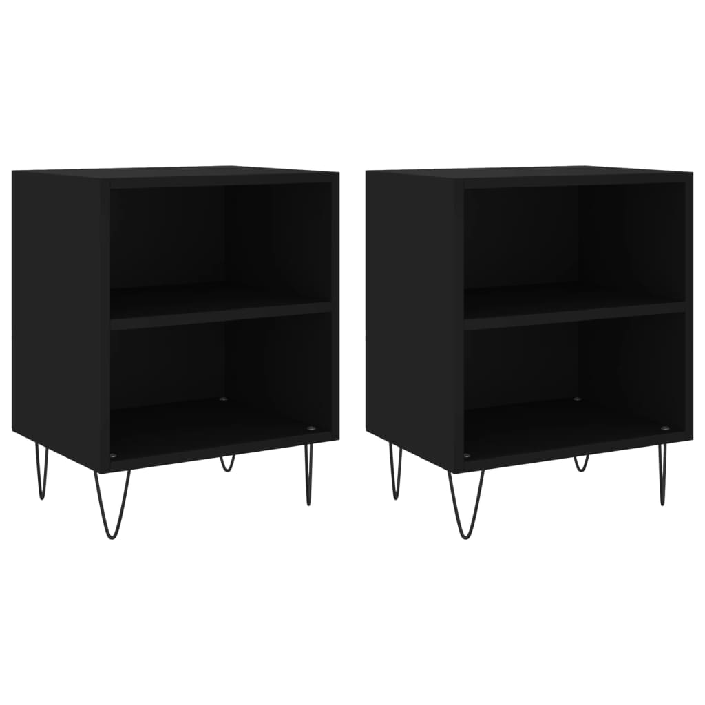 Nattbord 2 stk svart 40x30x50 cm konstruert tre
