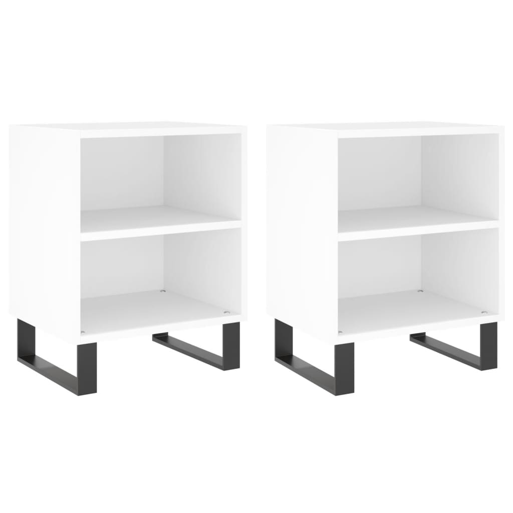 Nattbord 2 stk hvit 40x30x50 cm konstruert tre