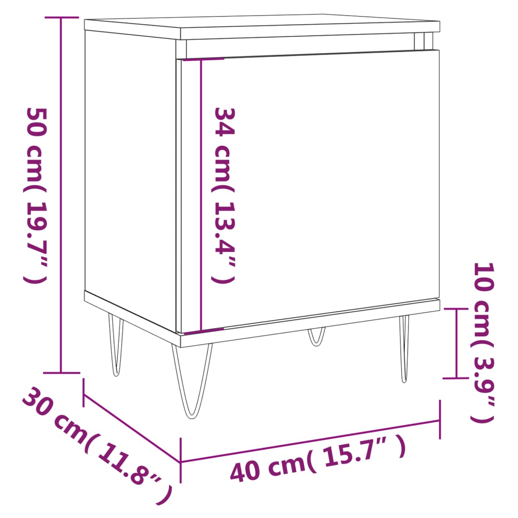 Nattbord brun eik 40x30x50 cm konstruert tre