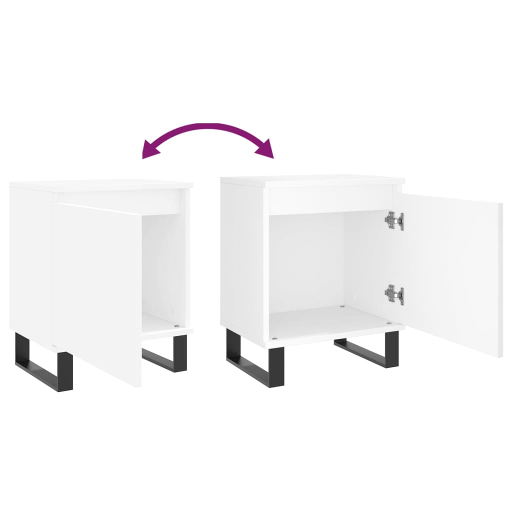 Nattbord 2 stk hvit 40x30x50 cm konstruert tre