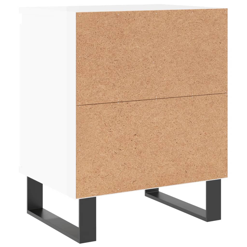 Nattbord 2 stk høyglans hvit 40x30x50 cm konstruert tre