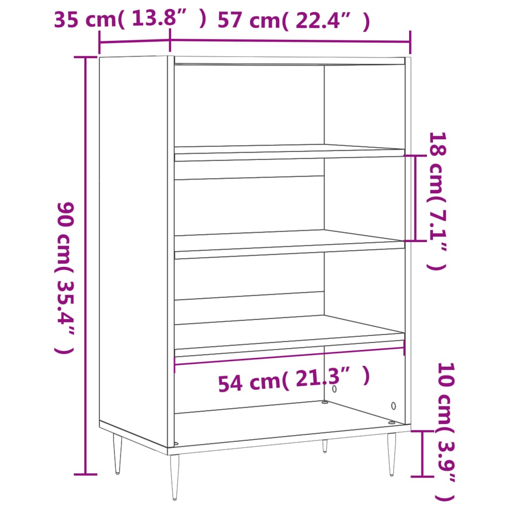 Highboard svart 57x35x90 cm konstruert tre