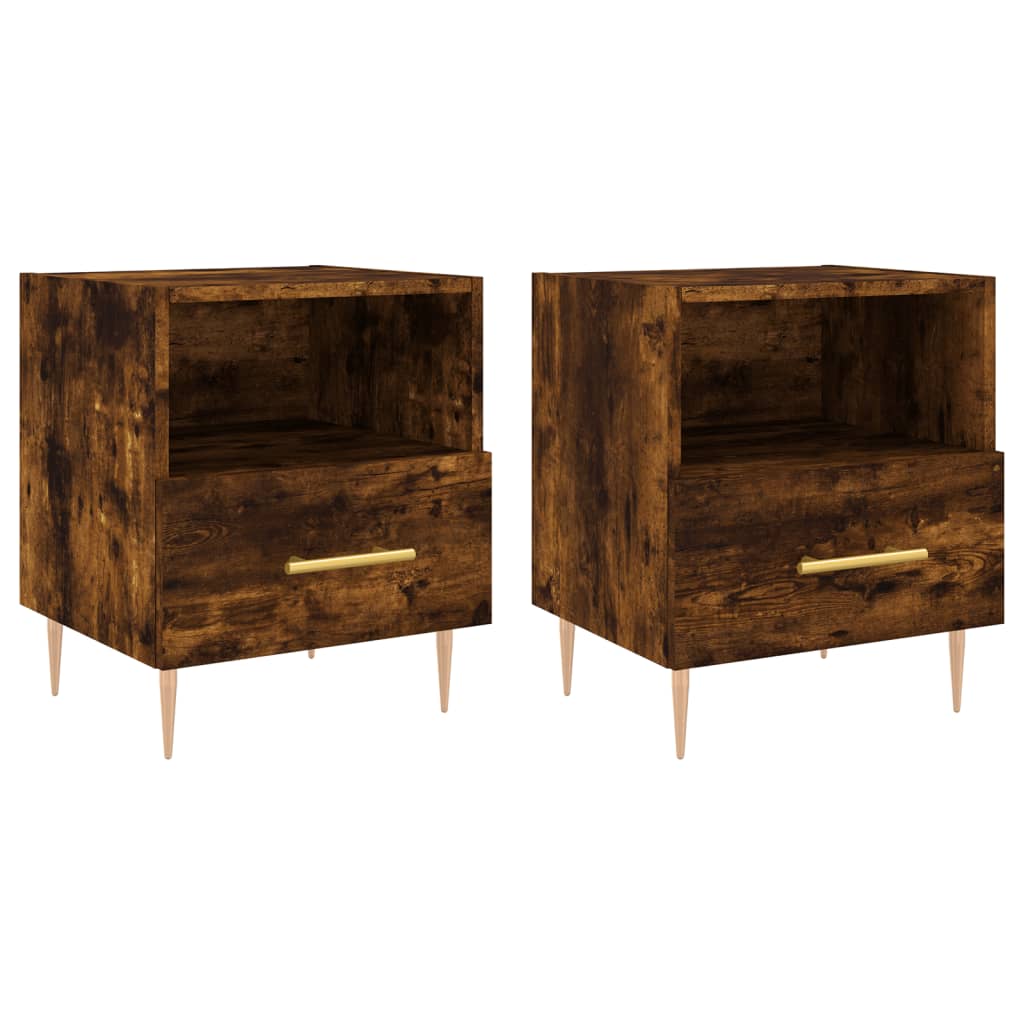 Nattbord 2 stk røkt eik 40x35x47,5 cm konstruert tre