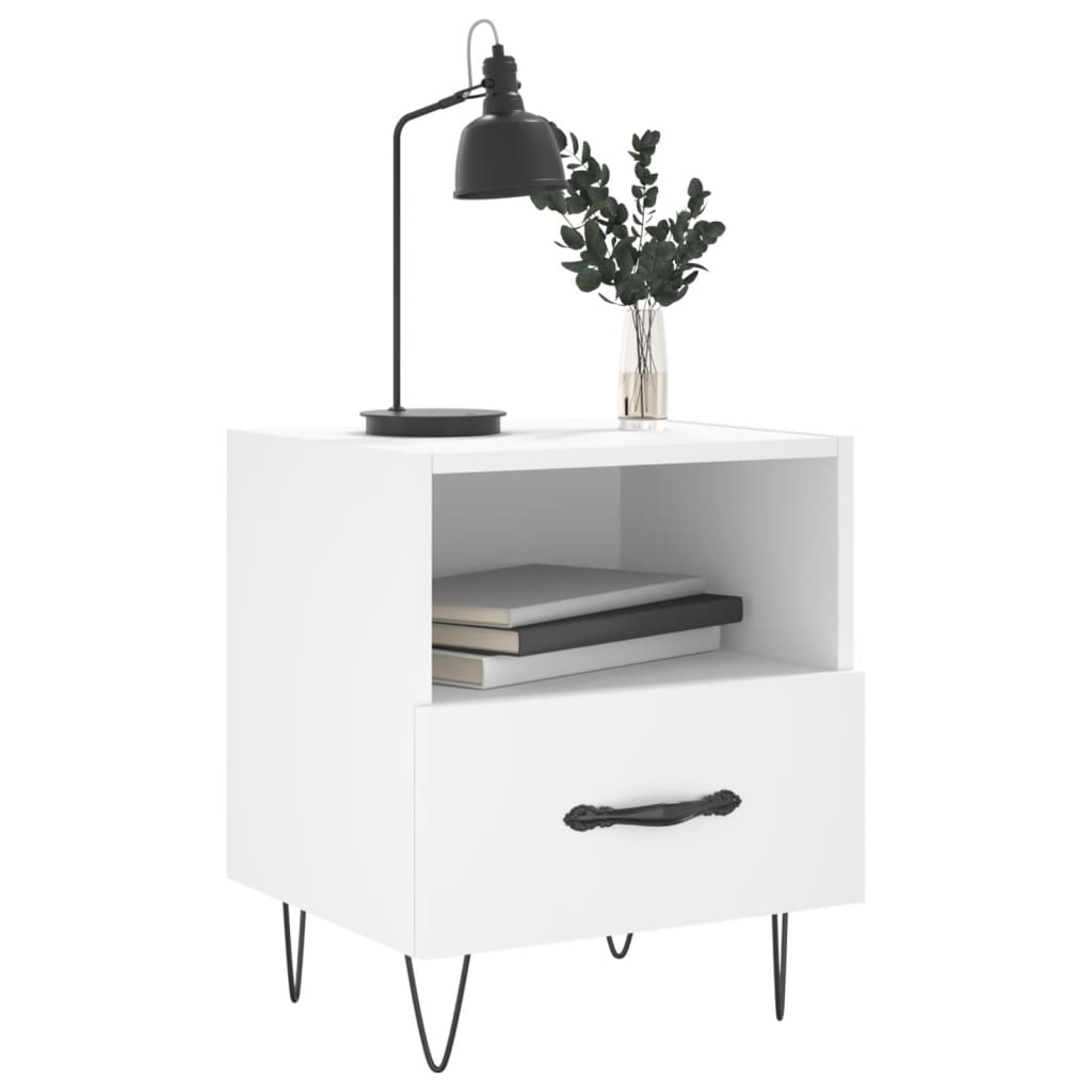 Nattbord 2 stk hvit 40x35x47,5 cm konstruert tre